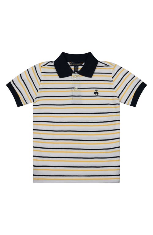 Brooks Brothers Kids' Stripe Piqué Polo in White Multi 