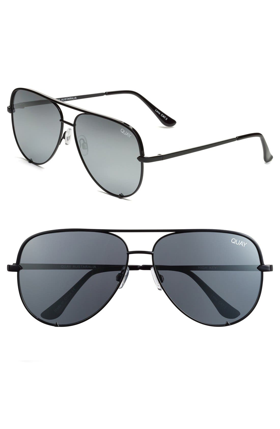 Quay X Desi Perkins High Key 62mm Aviator Sunglasses In Black / Silver Mirror