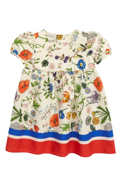GUCCI FLORAL PUFF SLEEVE COTTON DRESS,608215ZADXS