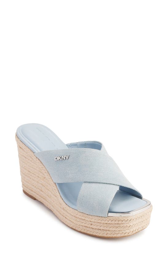 Shop Dkny Maryn Espadrille Wedge Platform Sandal In Light Blue