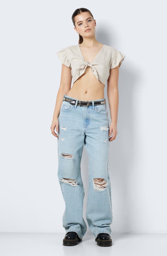 Shop Noisy May Leilani Center Twist Crop Top In Natural