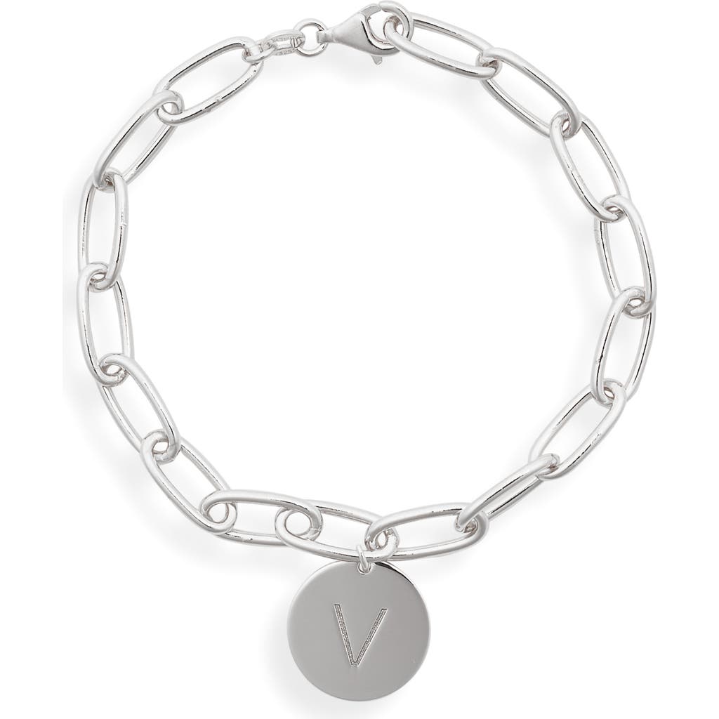 Meshmerise Initial Disc Charm Bracelet In White-v