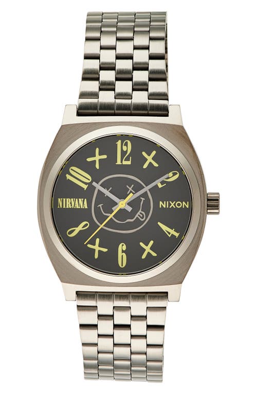 Nixon Nirvana Time Teller Bracelet Watch, 37mm In Silver Nirvana Smiley Face