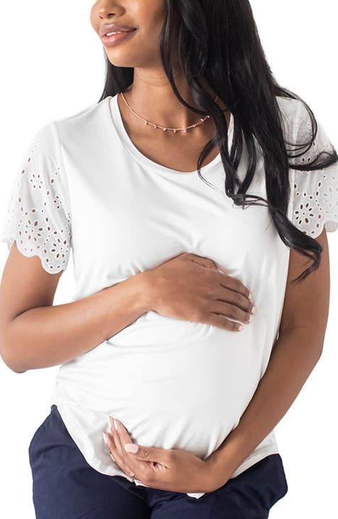 100% Cotton White Maternity Cropped Top – Angel Maternity USA