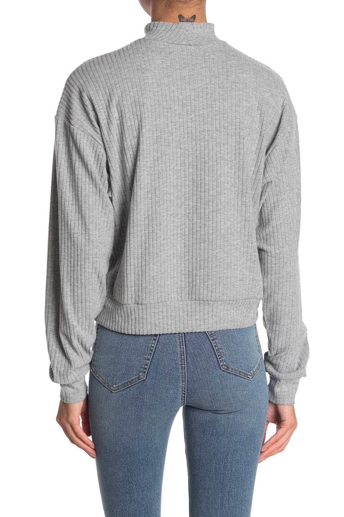 Abound Brushed Ribbed Knit Mock Neck Sweater In Light/pastel Grey