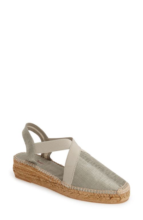 'Vic' Espadrille Slingback Sandal in Silver Fabric