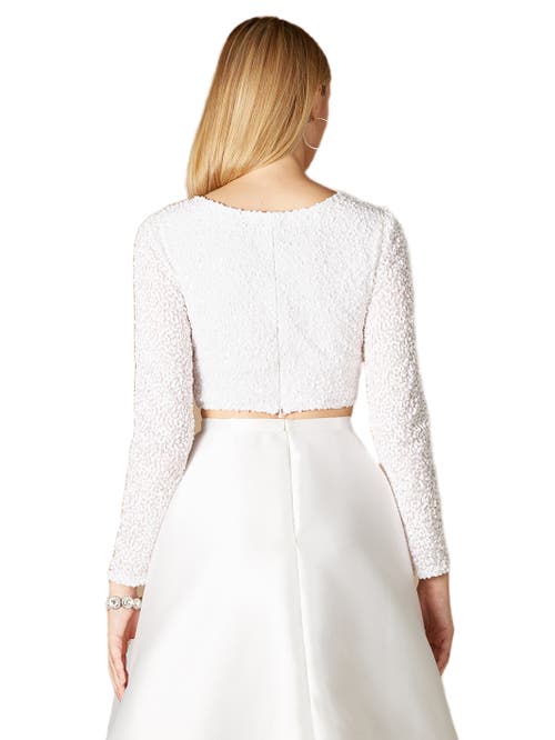 Lara New York Long Sleeve V-neck Beaded Top In Ivory