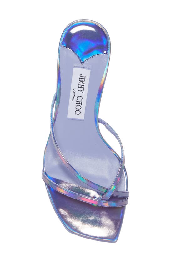 Shop Jimmy Choo Etana Iridescent Leather Sandal In Tanzanite