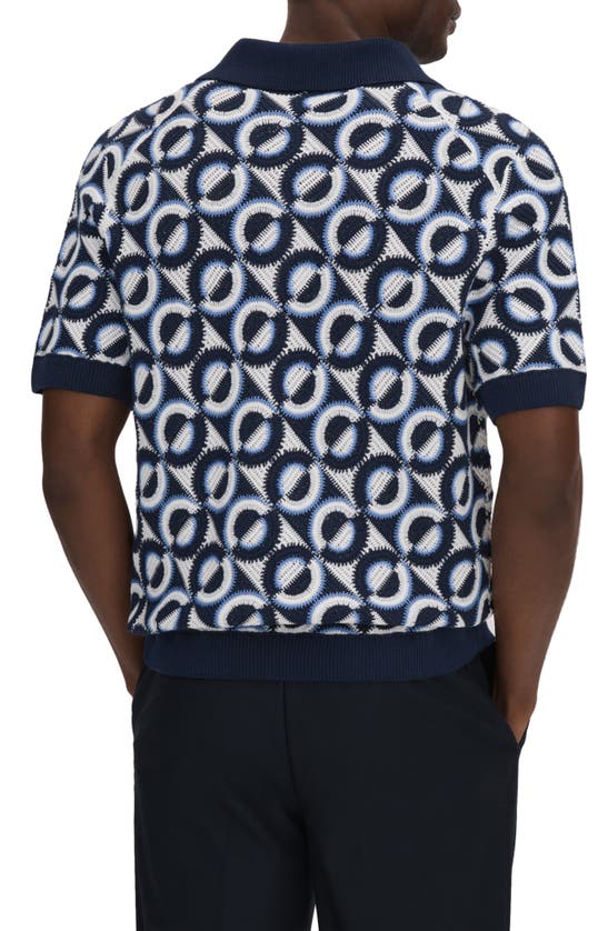 Reiss Navy Frenchie Crochet Cuban Collar Shirt In Navy
