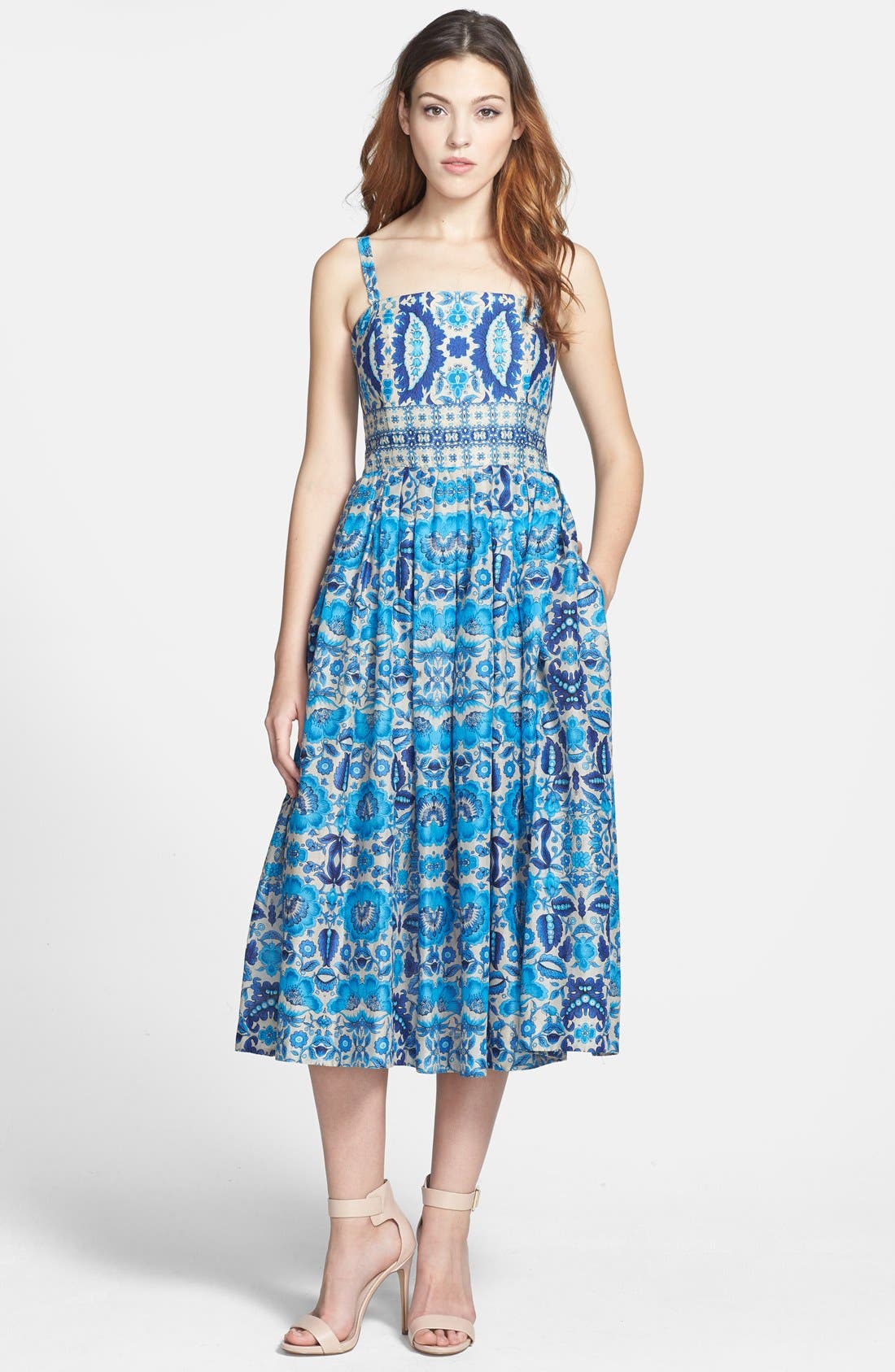 Taylor Dresses Print Cotton Voile Midi Dress Nordstrom