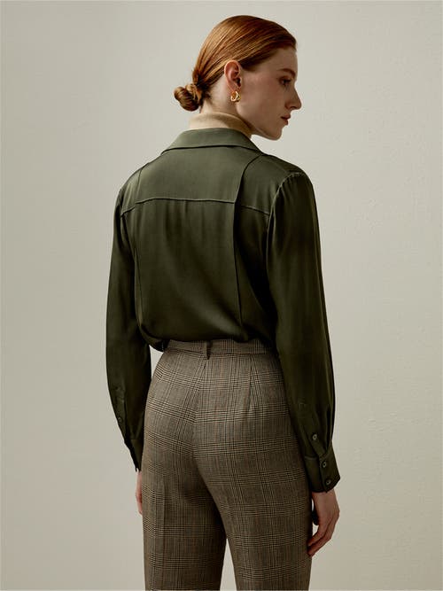 Lilysilk Sprezzatura Silk Blouse In Dark Olive