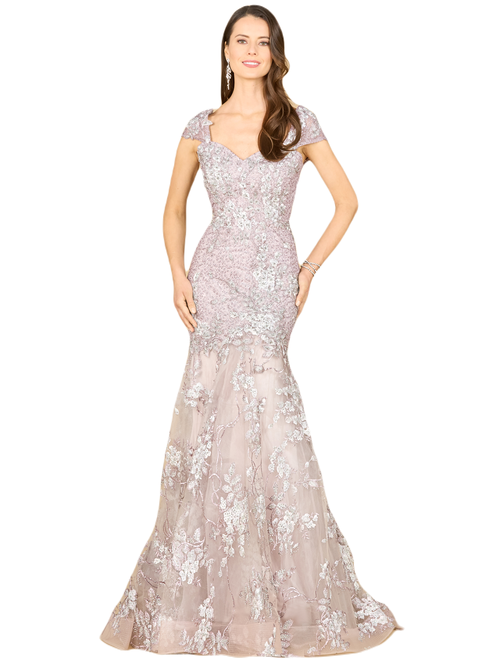 Lara New York Cap Sleeve Mermaid Gown In Dustypurple