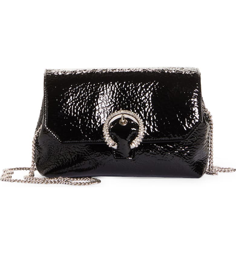 Jimmy Choo Soft Madeline Crystal Buckle Patent Leather Crossbody 