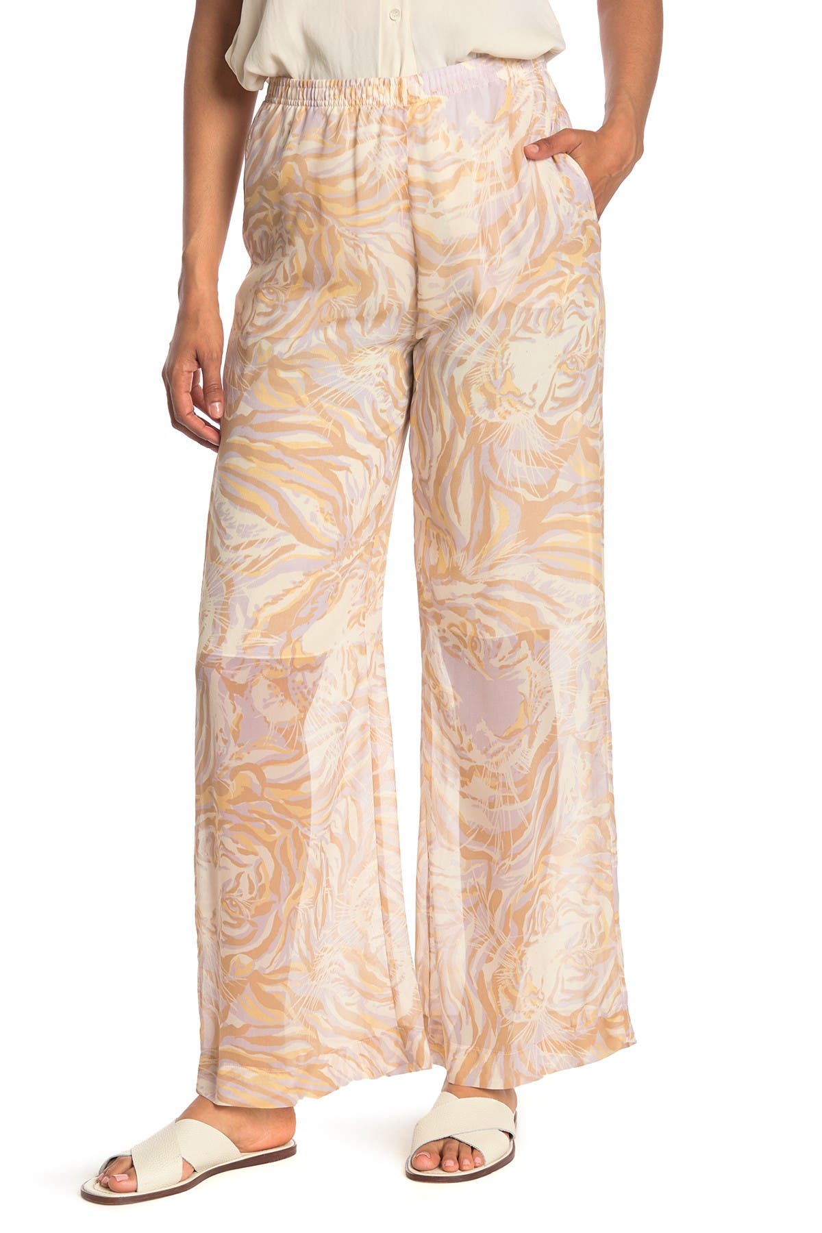 See By Chloé Tiger-print Silk-georgette Wide-leg Pants In Open Miscellaneous