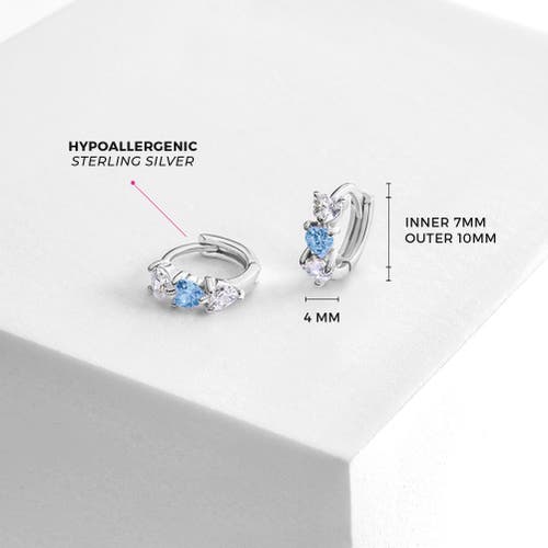In Season Jewelry Cascading Cubic Zirconia Heart Hoop In Light Blue