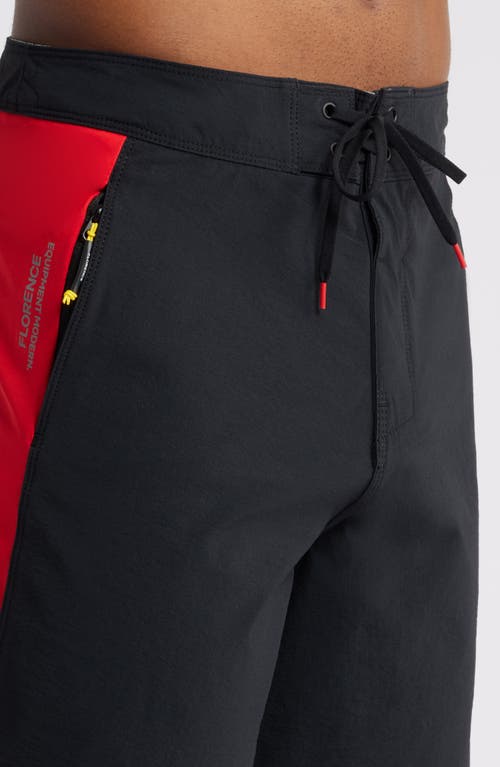 Shop Florence F1 Burgee Cordura® Water Repllent Board Shorts In Black Racing Red