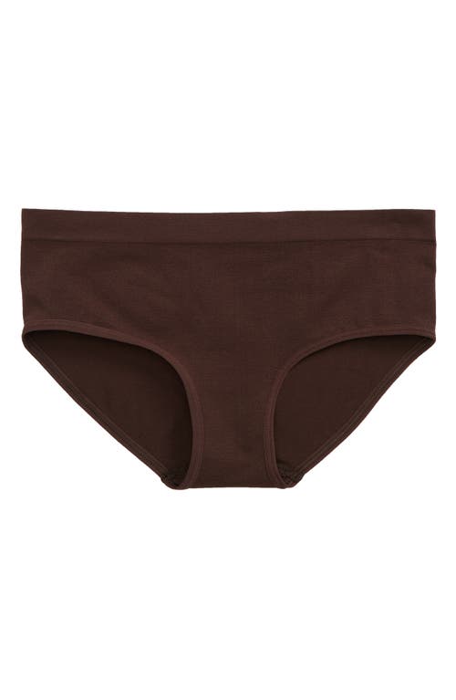 Nordstrom Kids' Seamless Hipster Briefs in Brown Coffee