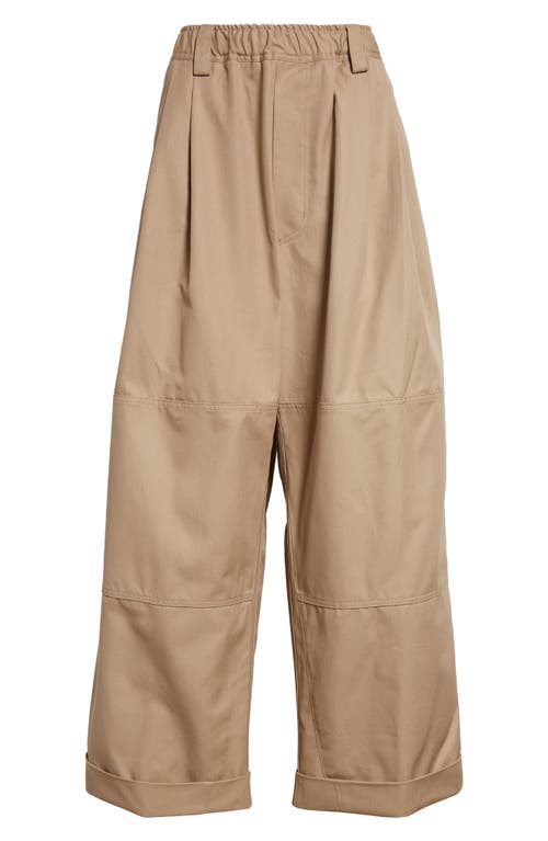 Meryll Rogge Workwear Cuff Hem Cotton Wide Leg Pants In Sand