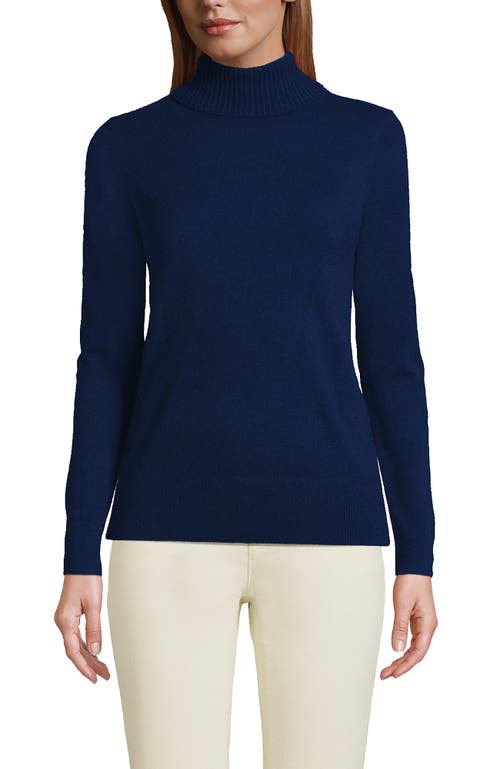 Shop Lands' End Cashmere Turtleneck Sweater In Deep Sea Navy