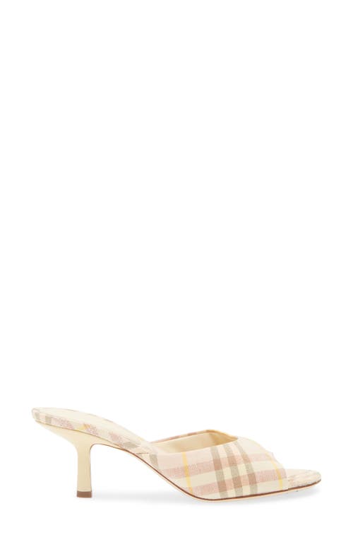 Burberry Beige Check Linen Mule Sandals With 6.5 Cm Heel Lf Mews 65 Chk 162393 In Teacup Ip Check