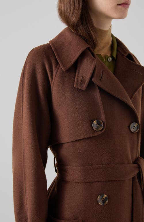 Shop Lk Bennett Lawrence Tie Waist Wool Blend Trench Coat In Chocolate