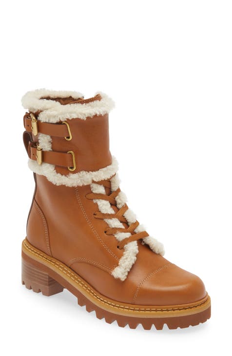 Christian Louboutin, Yetita shearling-trimmed leather ankle boots