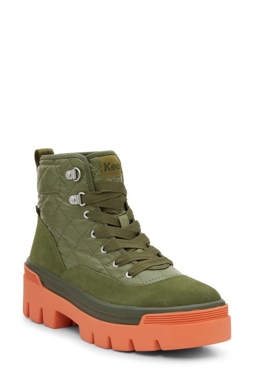 Keds® Soho Combat Boot in Green/Coral 