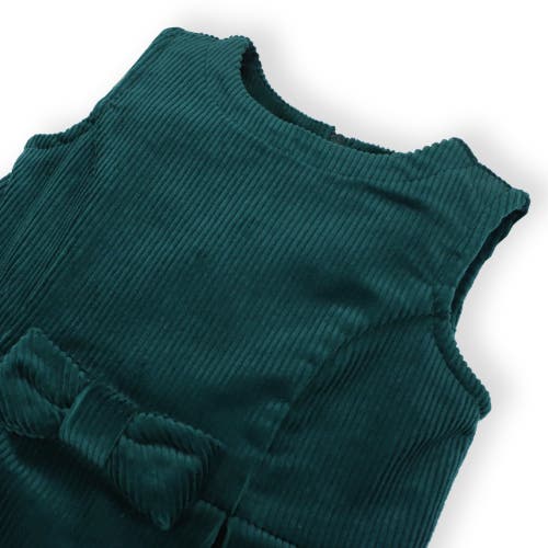 Hope & Henry Girls' Bow Front Jumper, Toddler In Deep Green Corduroy