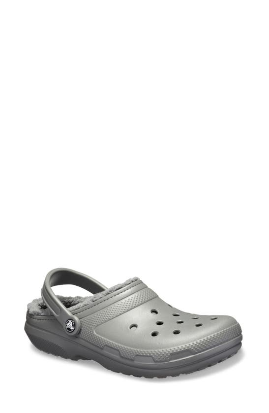 Crocs Classic Lined Slipper In Slate Grey/ Smoke