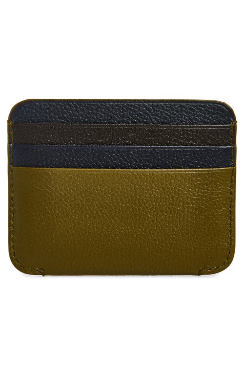 Shop Bottega Veneta Booster Pebble Leather Card Case In Olive Oil/space/fond