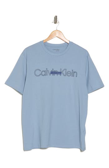 Calvin Klein Double Standard Logo Graphic T-shirt In Dusty Blue
