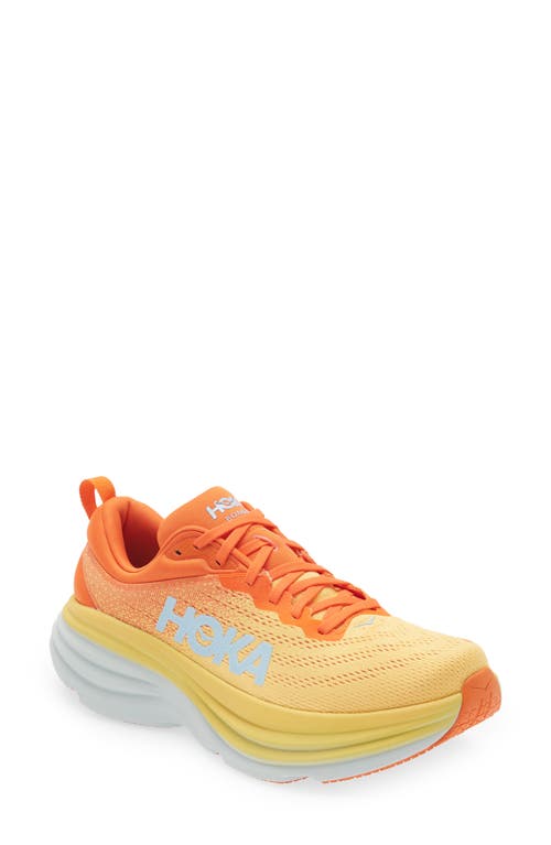 Shop Hoka Bondi 8 Running Shoe In Puffins Bill/amber Yellow