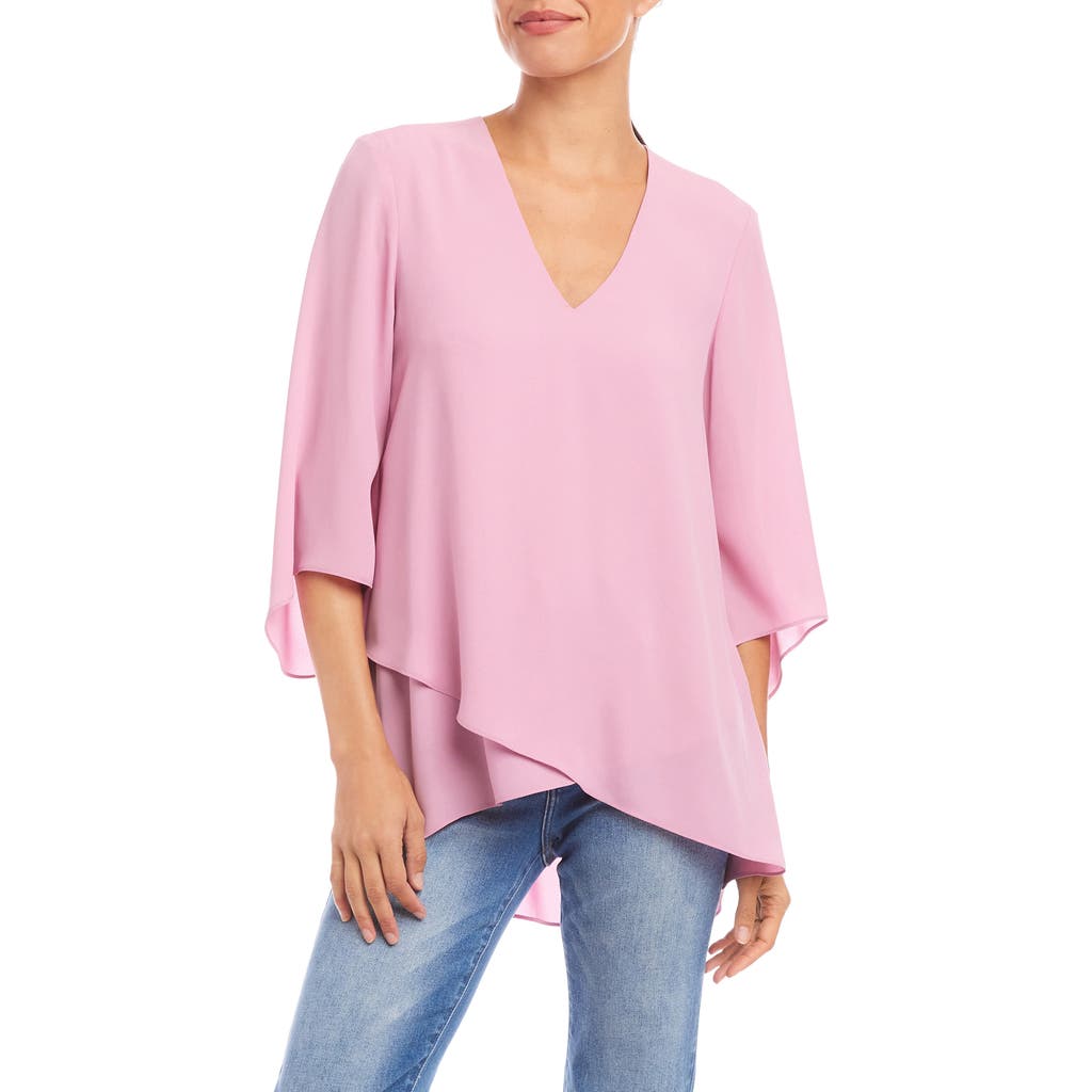 Karen Kane Layered Crepe Top In Pink