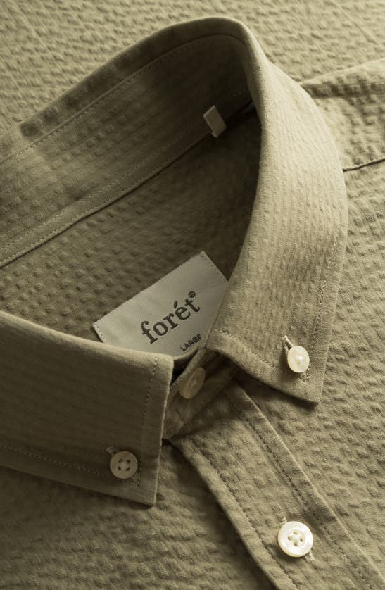Shop Forét Bush Seersucker Button-down Shirt In Olive