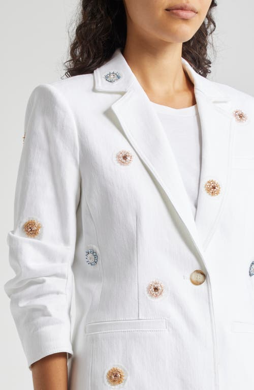 Shop Cinq À Sept Khloe Ditsy Dots Denim Blazer In White