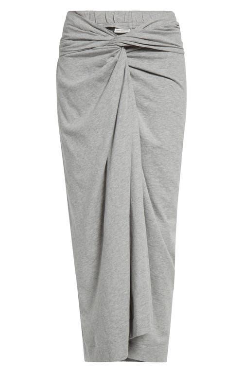 Dries Van Noten Twisted Cotton-jersey Midi Skirt In Grey Melange