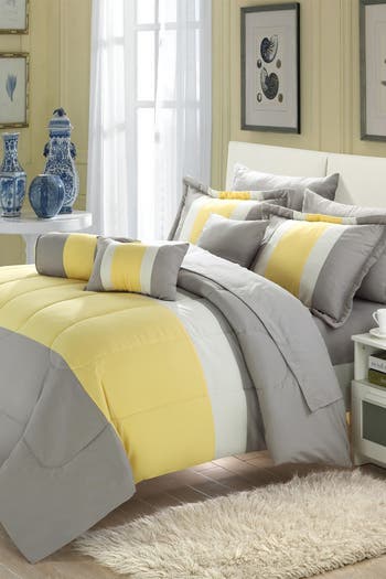 Queen Sebastian Comforter 10 Piece Set Yellow Nordstromrack Queen Sebastian Comforter 10 Piece Set, Grey And Yellow King Size Bedding