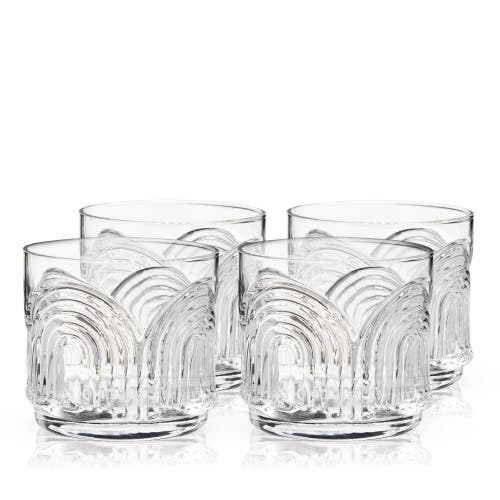 Viski Beau Crystal Lowball Tumblers Set Of 4 In Clear