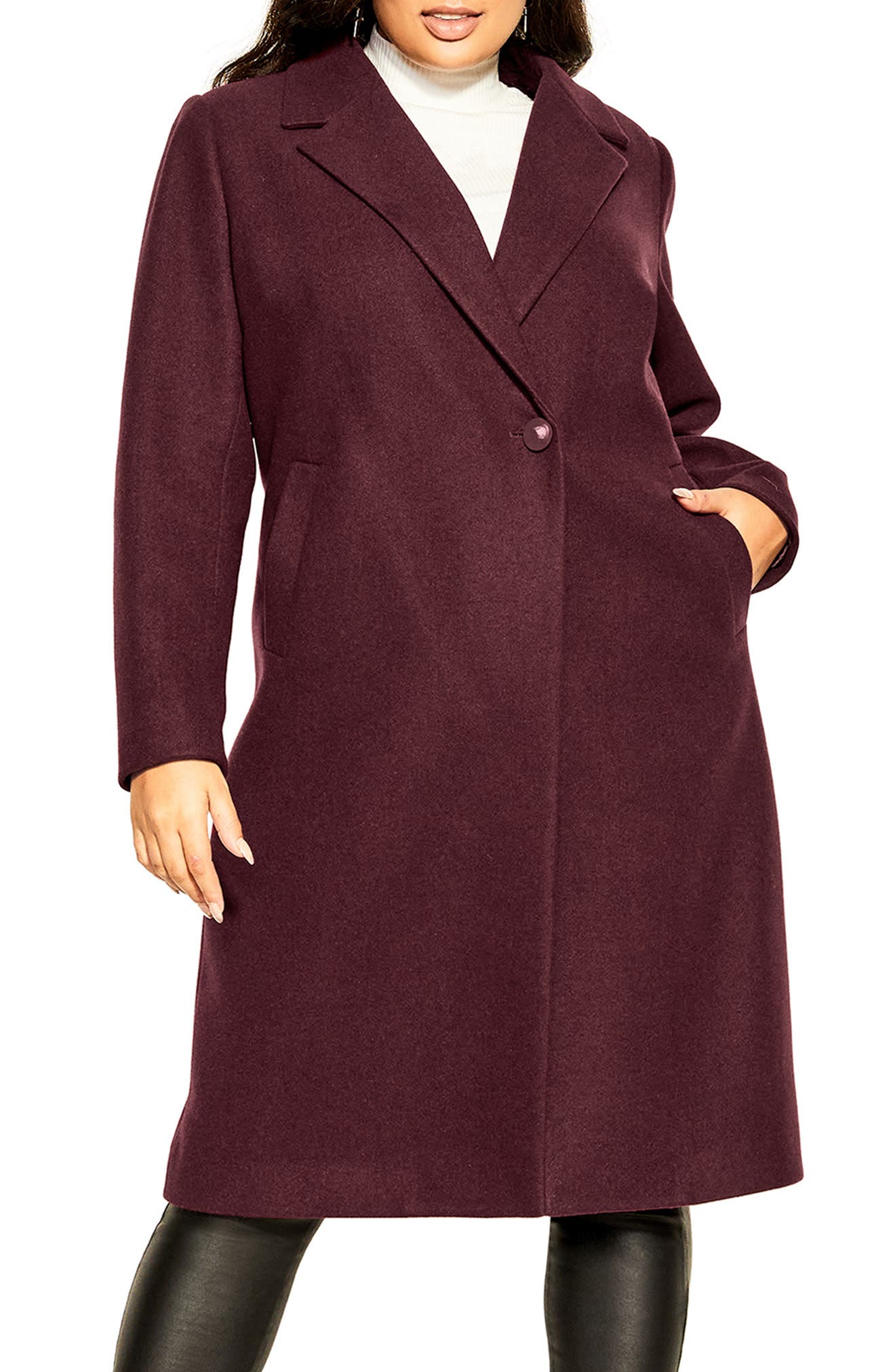 burgundy coat plus size