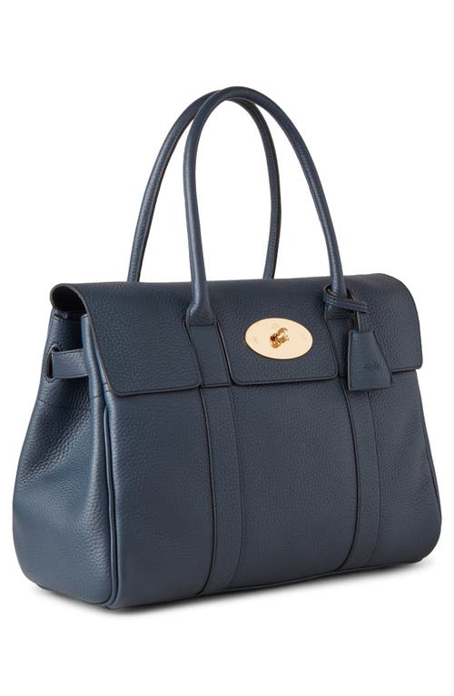 Shop Mulberry Bayswater Grained Leather Satchel In Night Sky