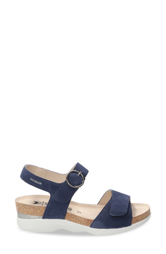 Mephisto Oriana Strappy Wedge Sandal In Midnight Blue