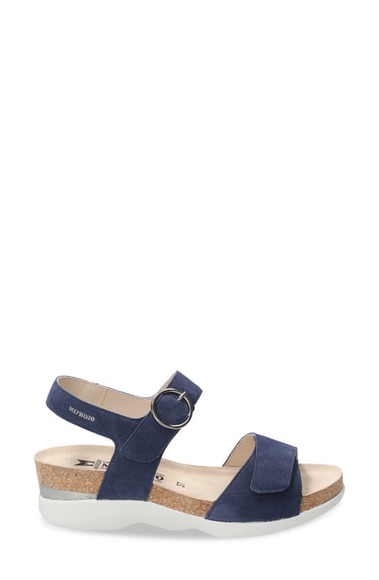 Shop Mephisto Oriana Strappy Wedge Sandal In Midnight Blue