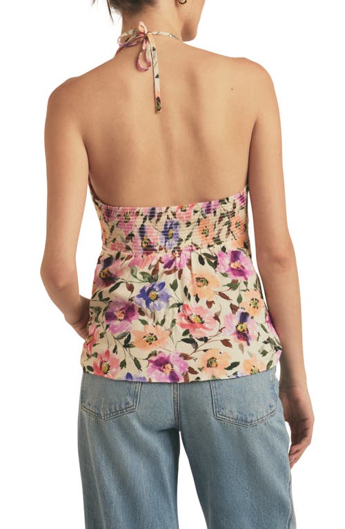 Shop Favorite Daughter The Slow Dancing Floral Keyhole Halter Top In Prosecco Floral