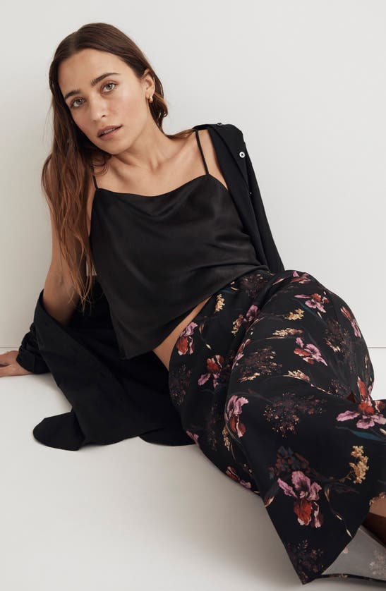 Madewell Layton Floral Midi Slip Skirt In Surrelaist Floral True Black