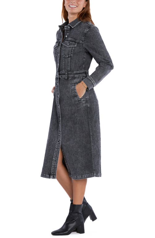 Shop Wash Lab Denim Western Long Sleeve Denim Midi Shirtdress In Cork Denim