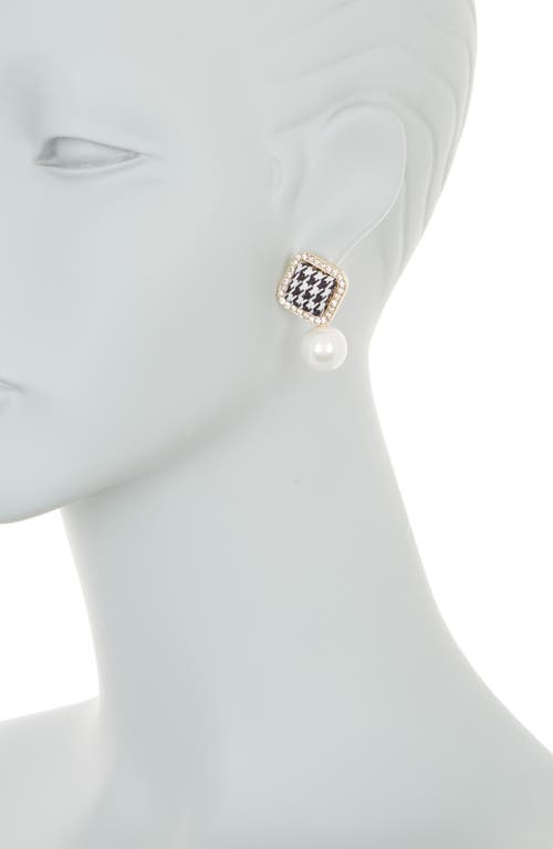 Shop Tasha Crystal & Imitation Pearl Drop Earrings In Black/white