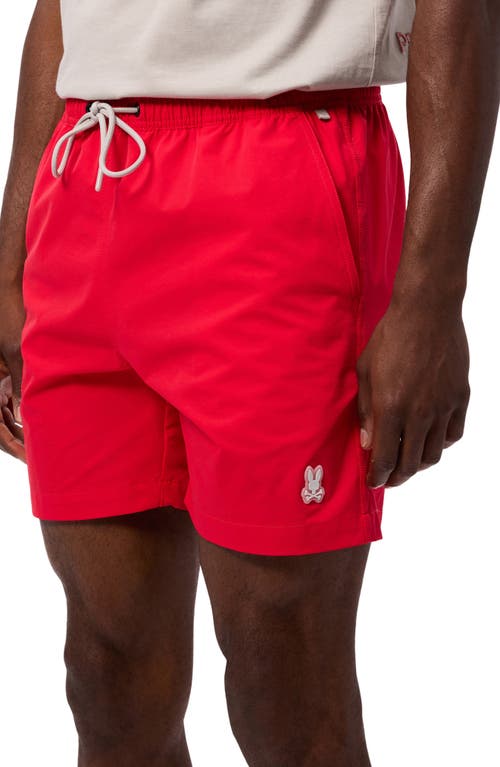 Shop Psycho Bunny Palm View Hydrochromic Swim Trunks In Crimson