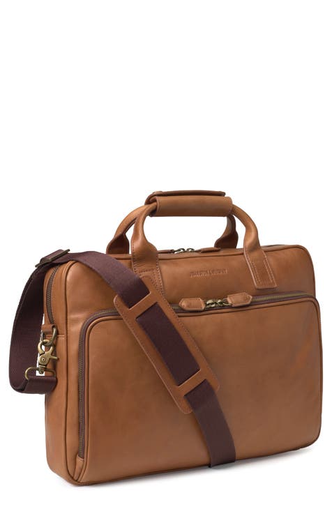 Coach Leather Slim Brief Briefcase Brown men women unisex laptop bag