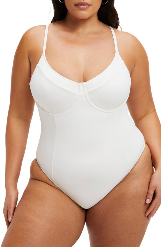 Shop Good American Scuba Show Off One-piece Swimsuit In Ivory