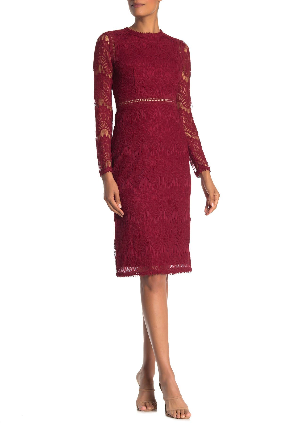 love by design lace long sleeve midi dress